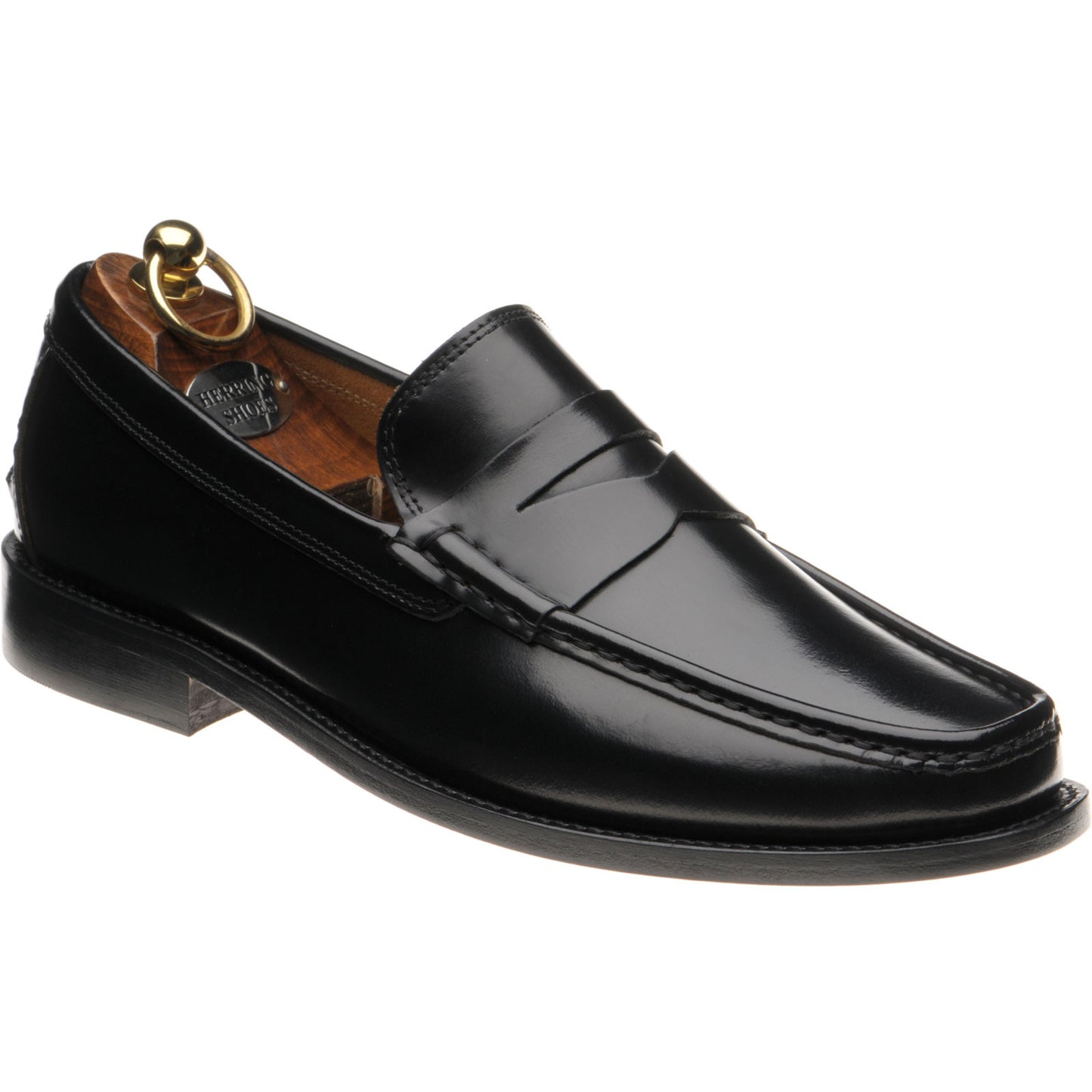Product image for Herring Lucca II mens hybrid-soled loafers in black polished