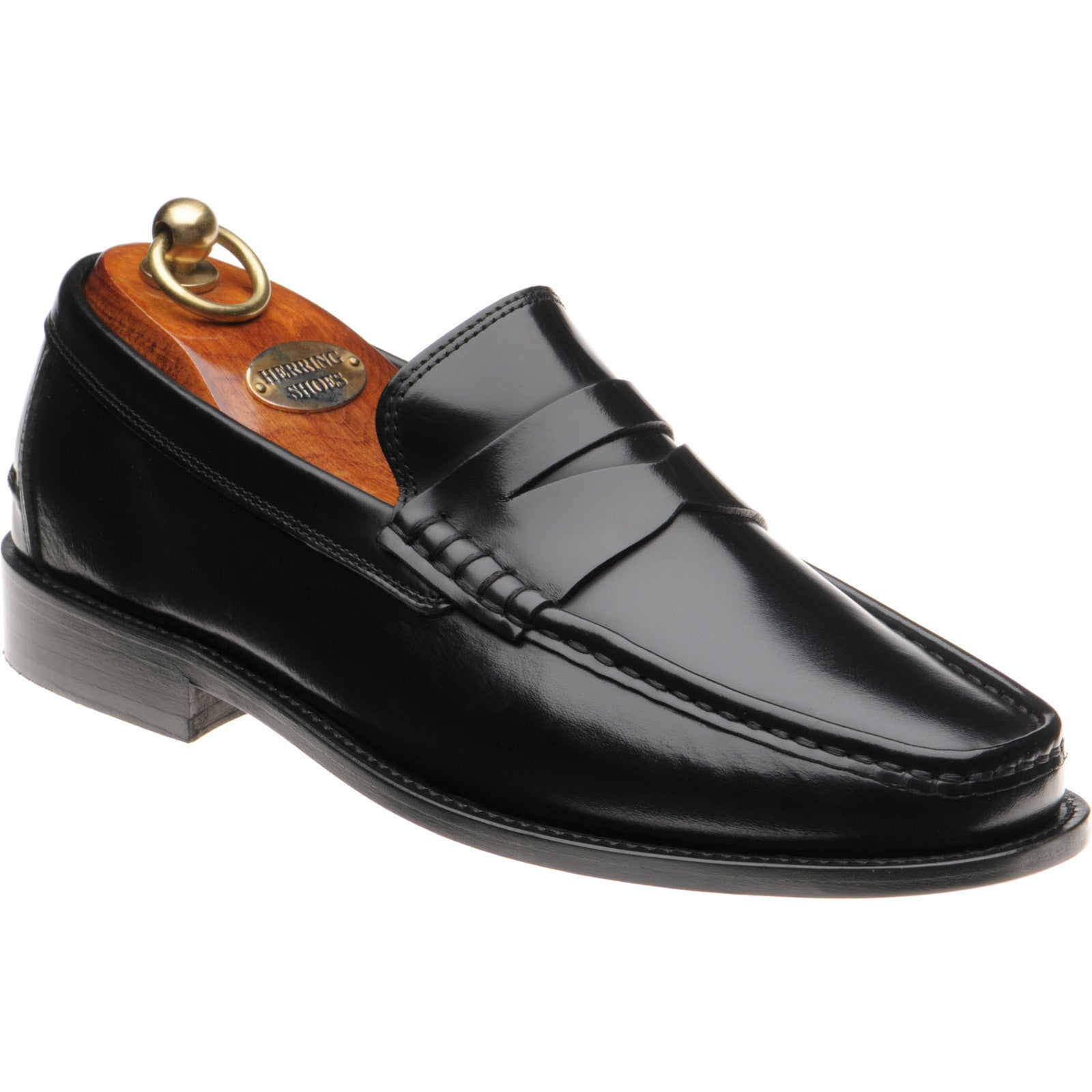 Product image for Herring Lucca mens hybrid-soled loafers in black polished