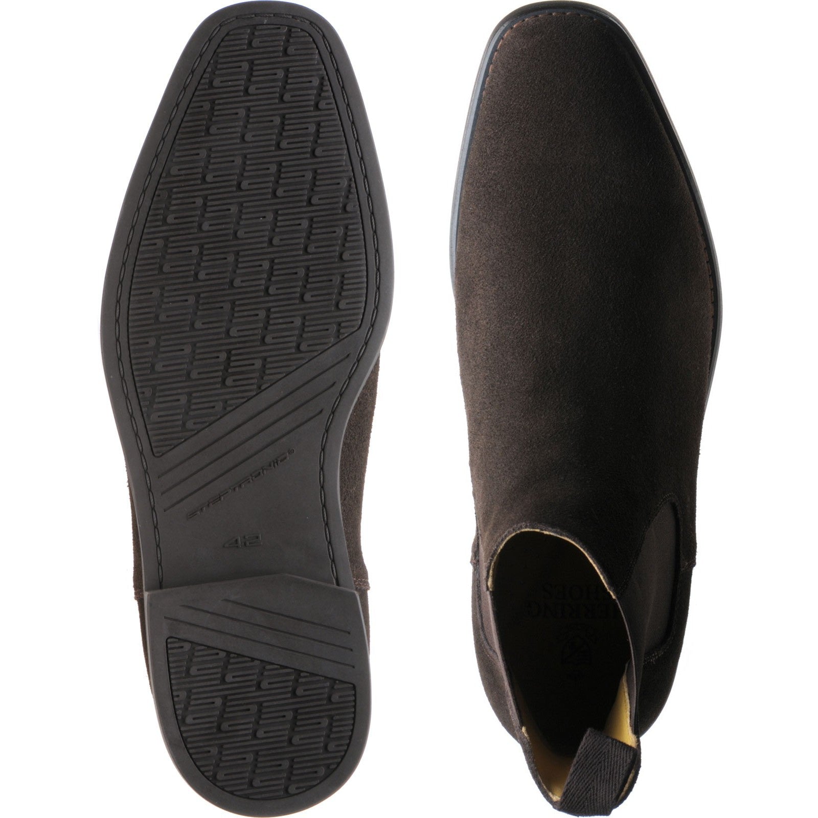 Product image for Herring Macclesfield mens rubber-soled Chelsea boots in brown suede