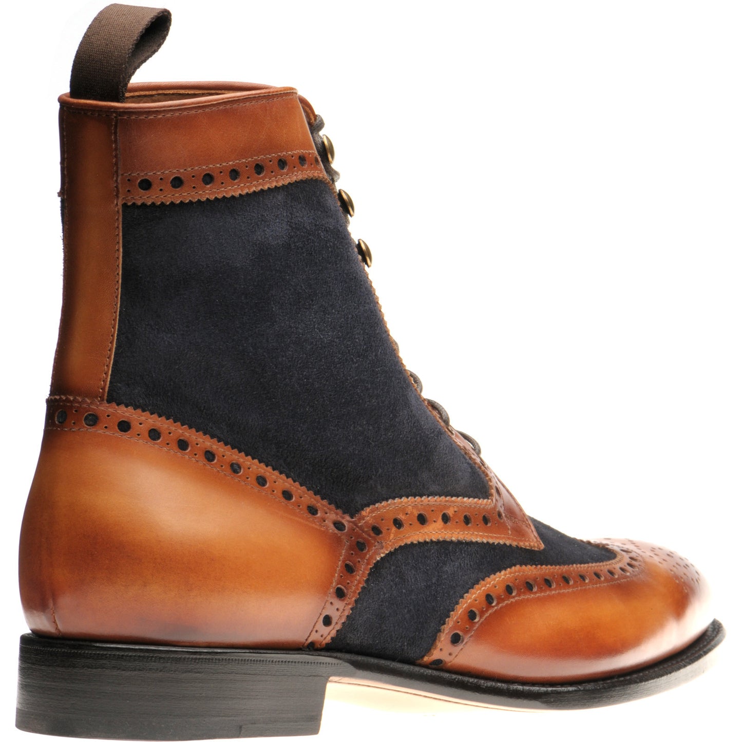 Product image for Herring Maidenhead mens two-tone brogue boots in brown calf and navy suede