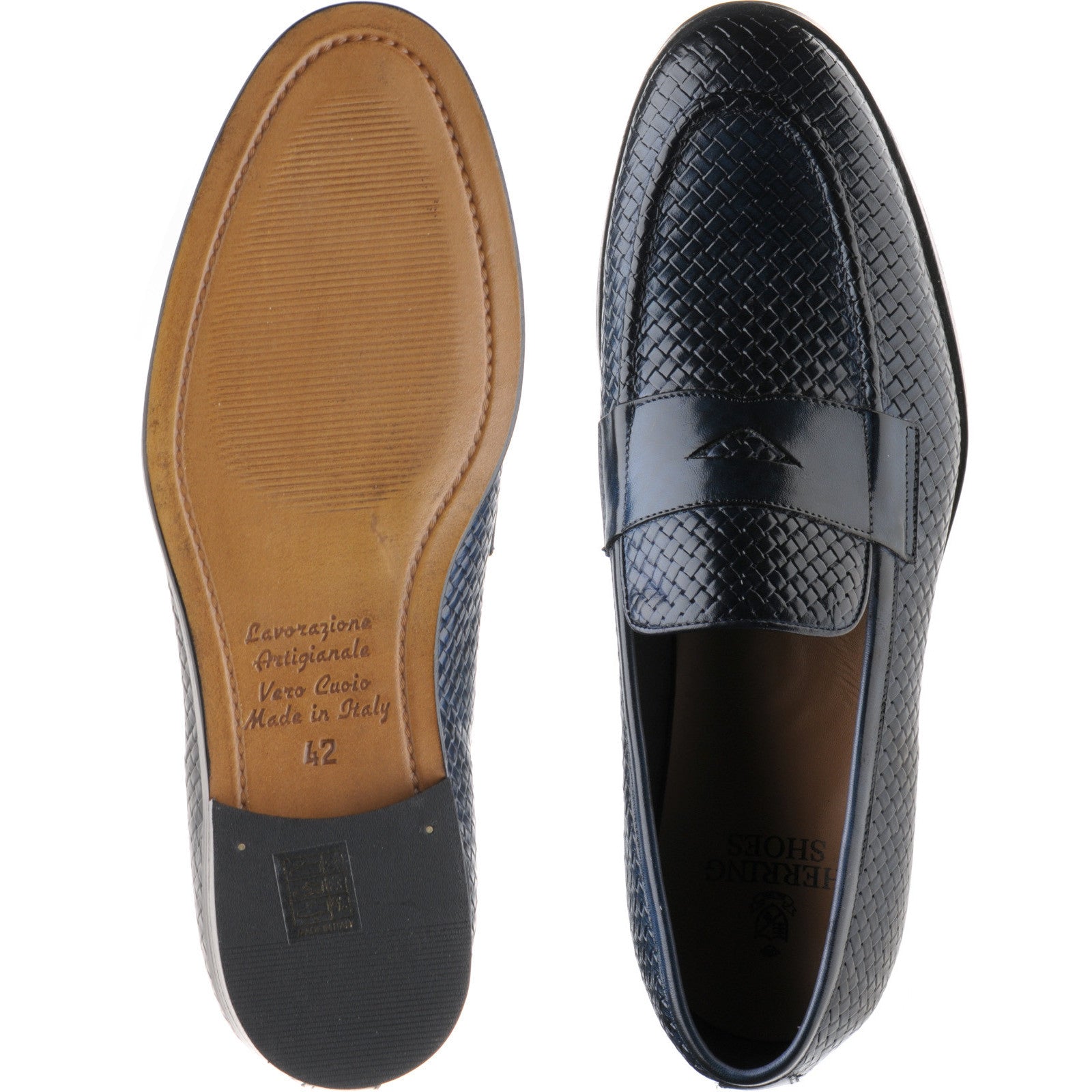 Product image for Herring Marmi mens loafers in navy calf