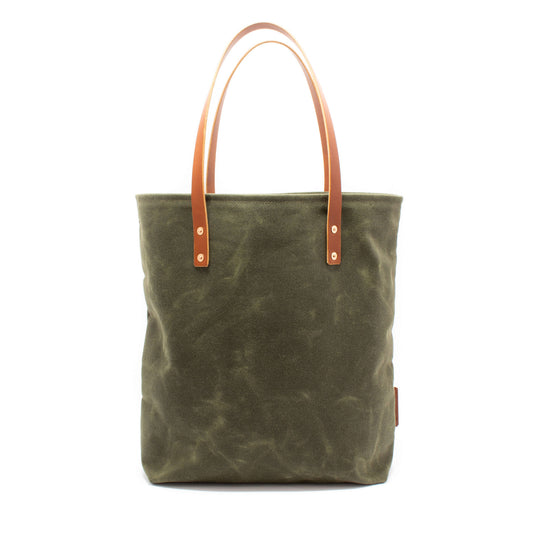 Product image for Herring Mill Bay Tote Bag in olive waxed canvas