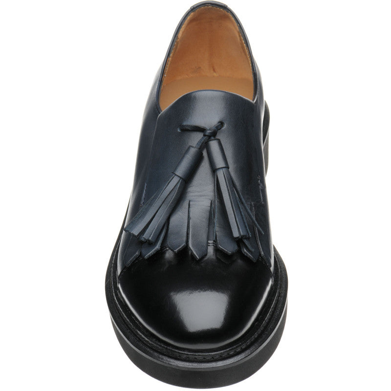 Product image for Herring Miranda ladies rubber-soled tasselled loafers in blue calf and black calf