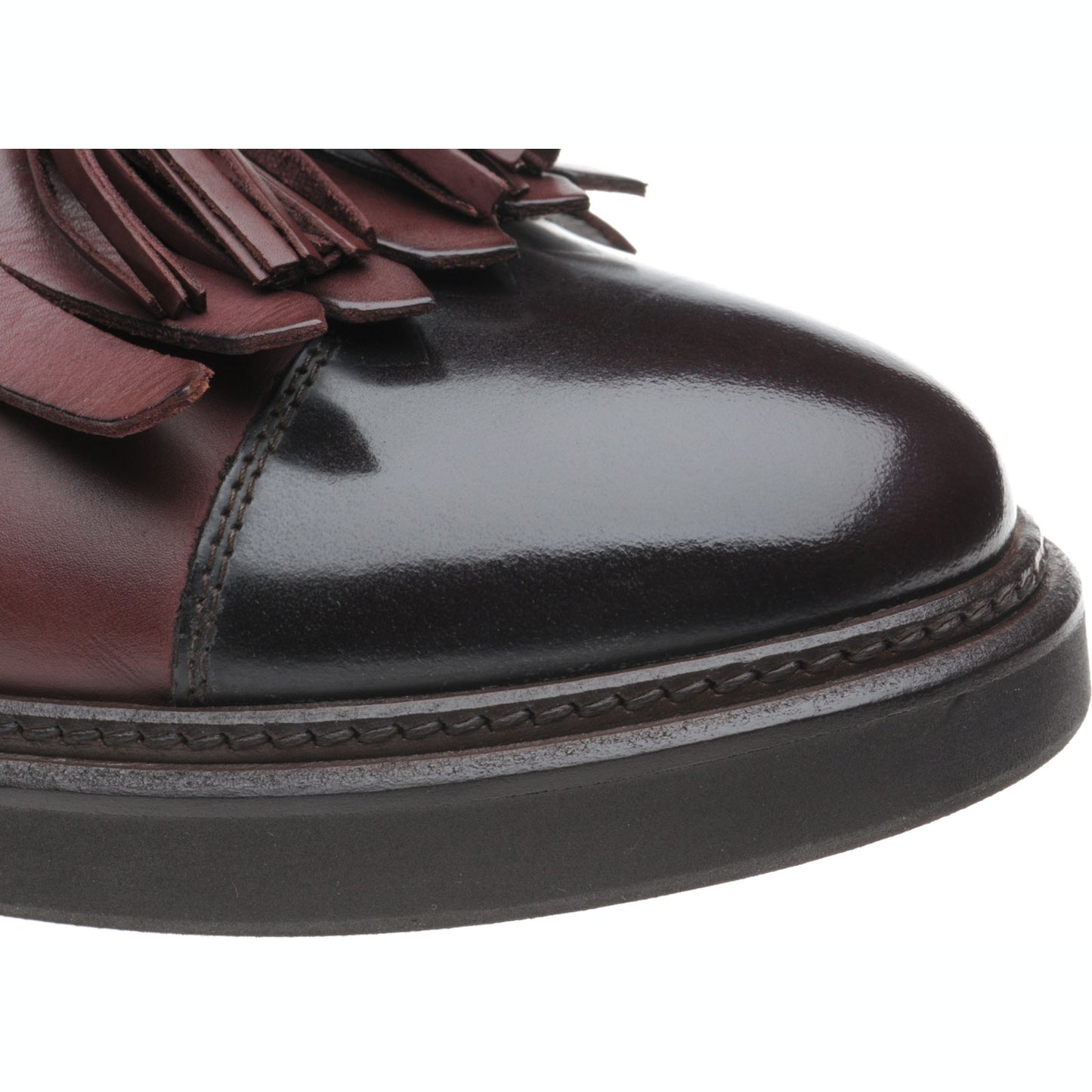 Product image for Herring Miranda ladies rubber-soled tasselled loafers in burgundy calf and polished