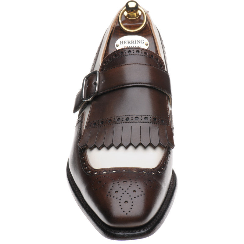 Product image for Herring Montpellier mens monk shoes in brown and cream calf