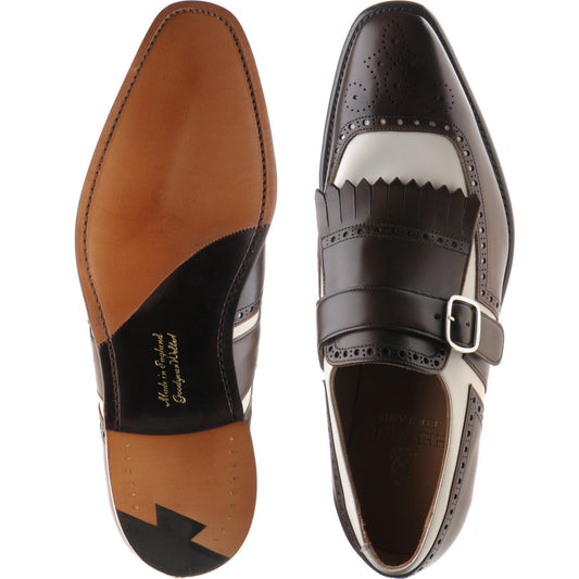 Product image for Herring Montpellier mens monk shoes in brown and cream calf