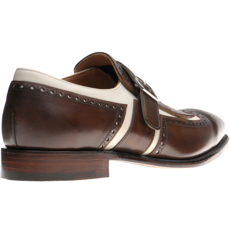Product image for Herring Montpellier mens monk shoes in brown and cream calf