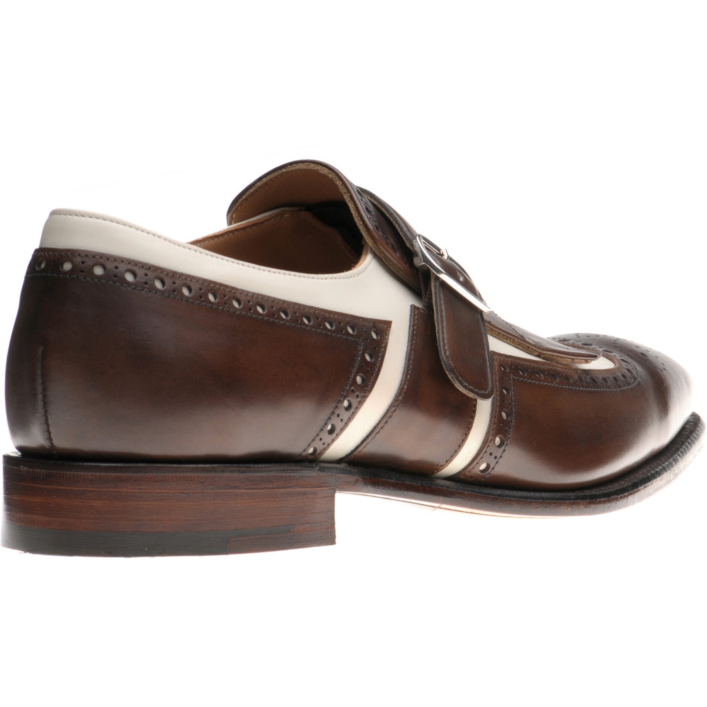 Product image for Herring Montpellier mens monk shoes in brown and cream calf