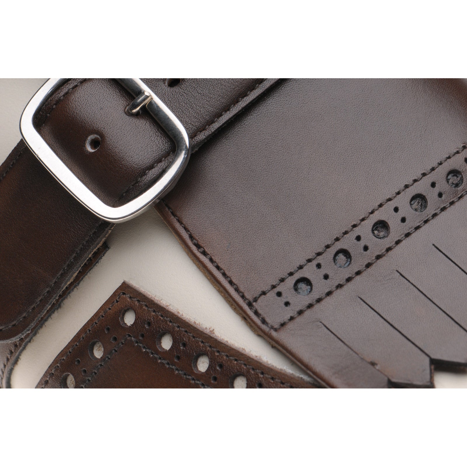 Product image for Herring Montpellier mens monk shoes in brown and cream calf