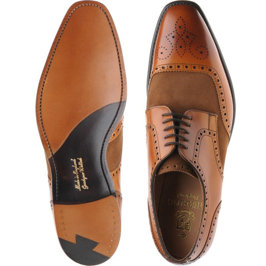 Product image for Herring Montreal mens two-tone brogues in chestnut calf and fox suede