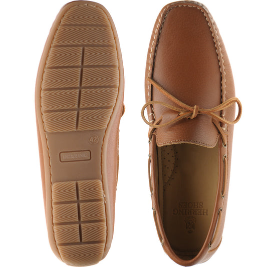 Product image for Herring Monza mens rubber-soled driving moccasins in tan grain