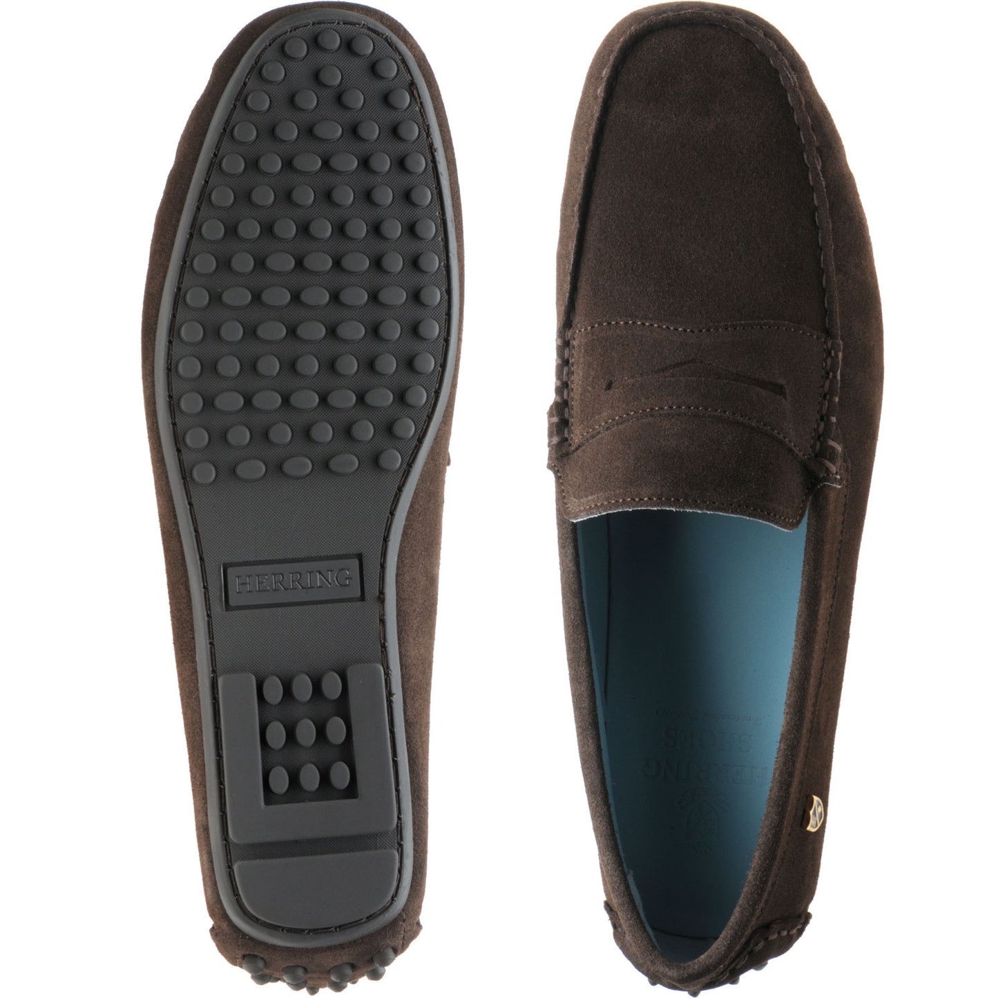 Product image for Herring Murlo II mens rubber-soled driving moccasins in chocolate suede