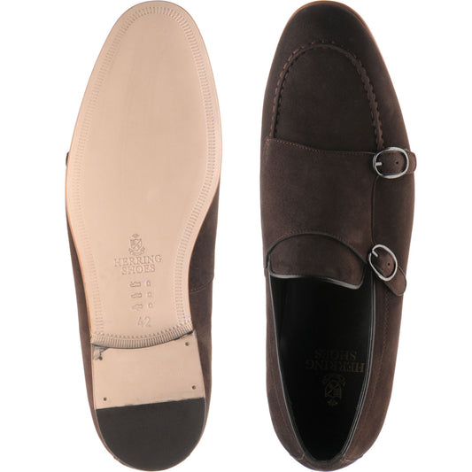 Product image for Herring Otello mens monk shoes in brown suede