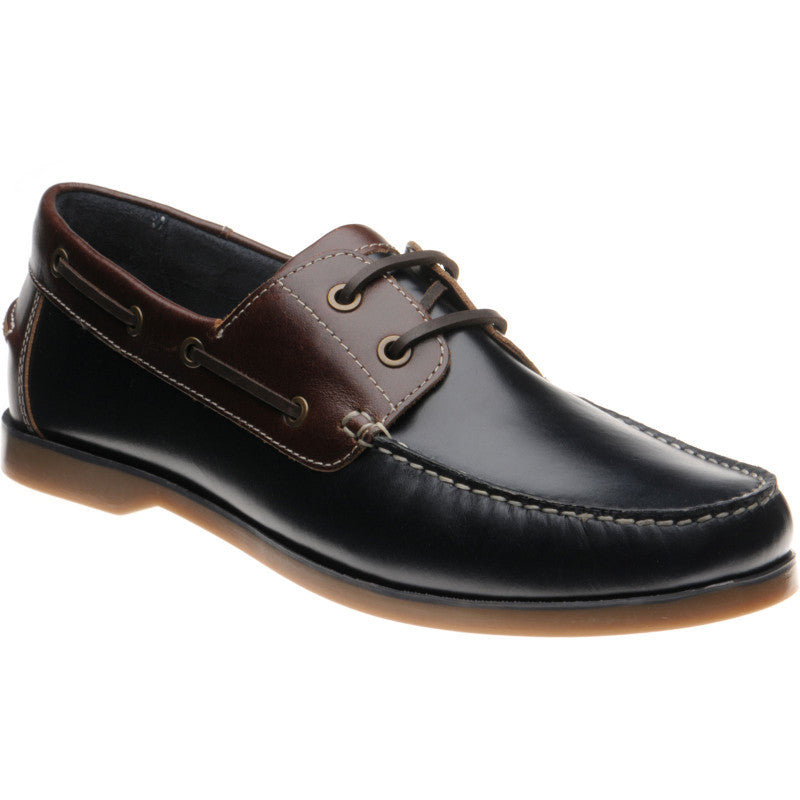Product image for Herring Padstow II mens rubber-soled deck shoes in navy and brown