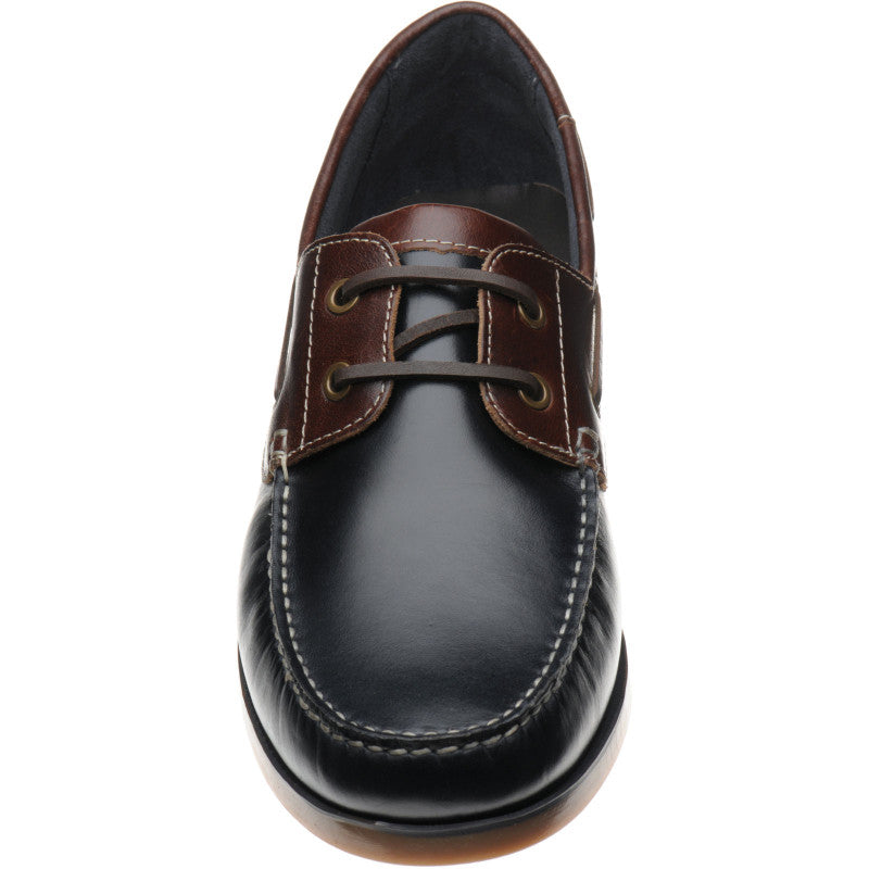 Product image for Herring Padstow II mens rubber-soled deck shoes in navy and brown