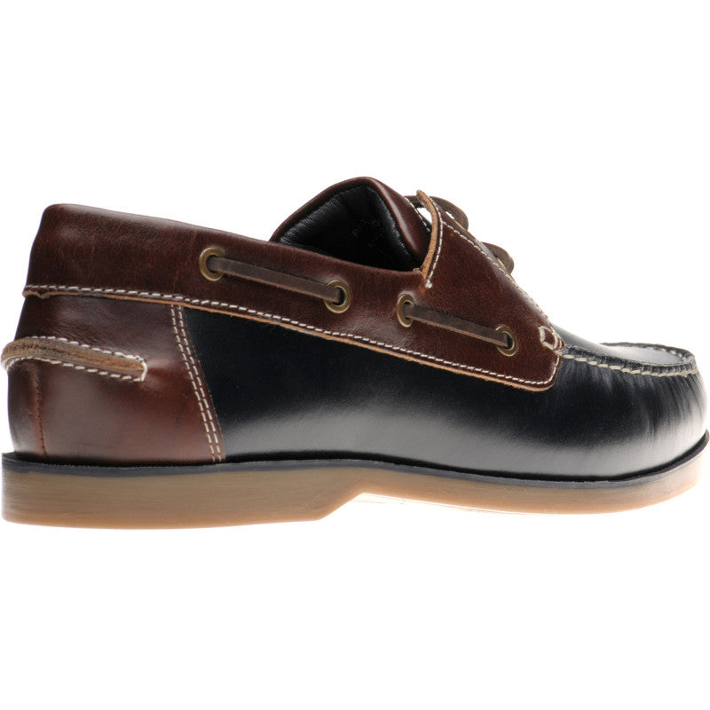 Product image for Herring Padstow II mens rubber-soled deck shoes in navy and brown