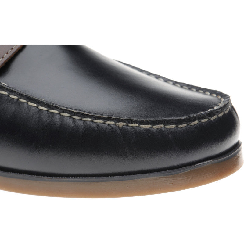 Product image for Herring Padstow II mens rubber-soled deck shoes in navy and brown