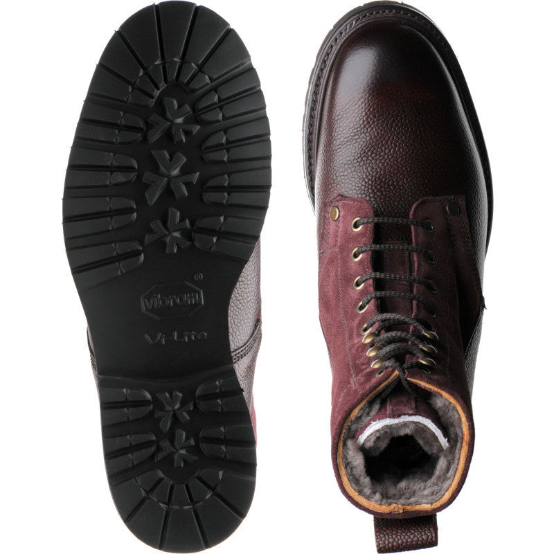 Product image for Herring Peebles (Warm Lined) mens two-tone rubber-soled boots in burgundy grain and plum suede