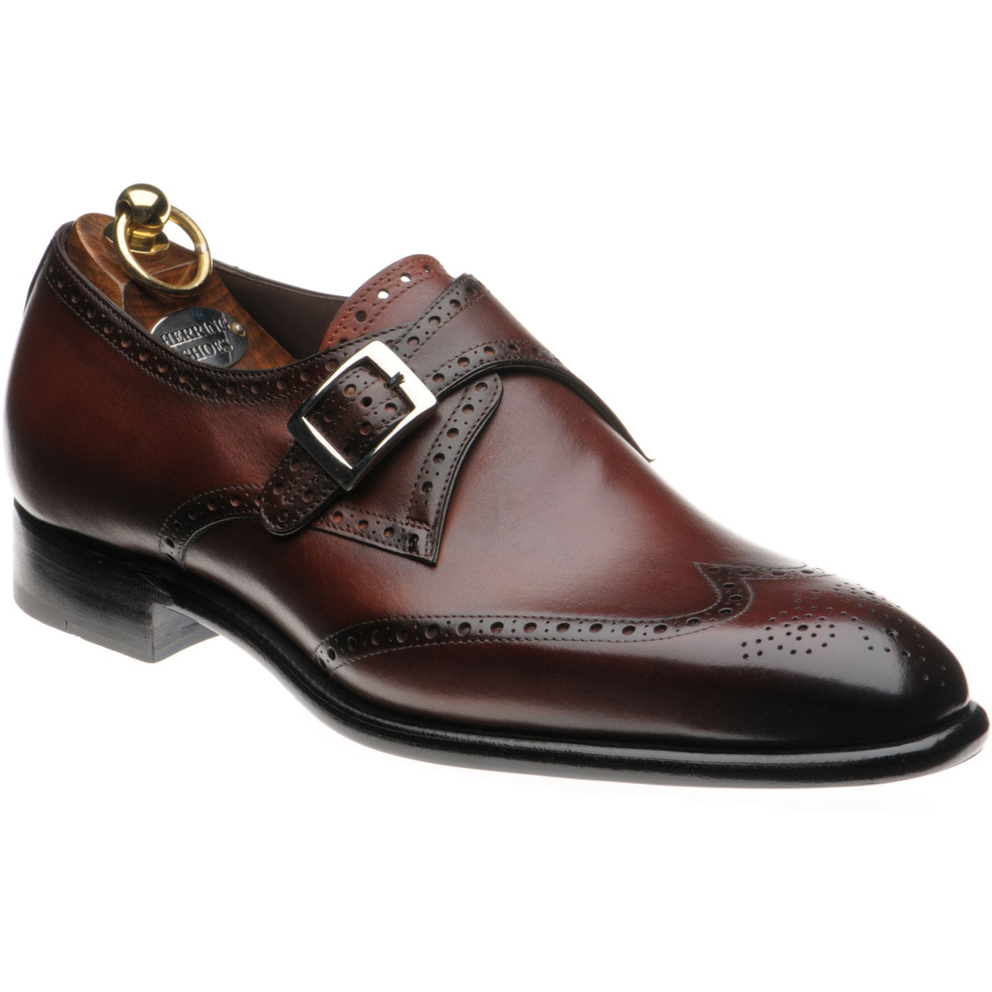 Product image for Herring Roche mens monk shoes in rosewood calf