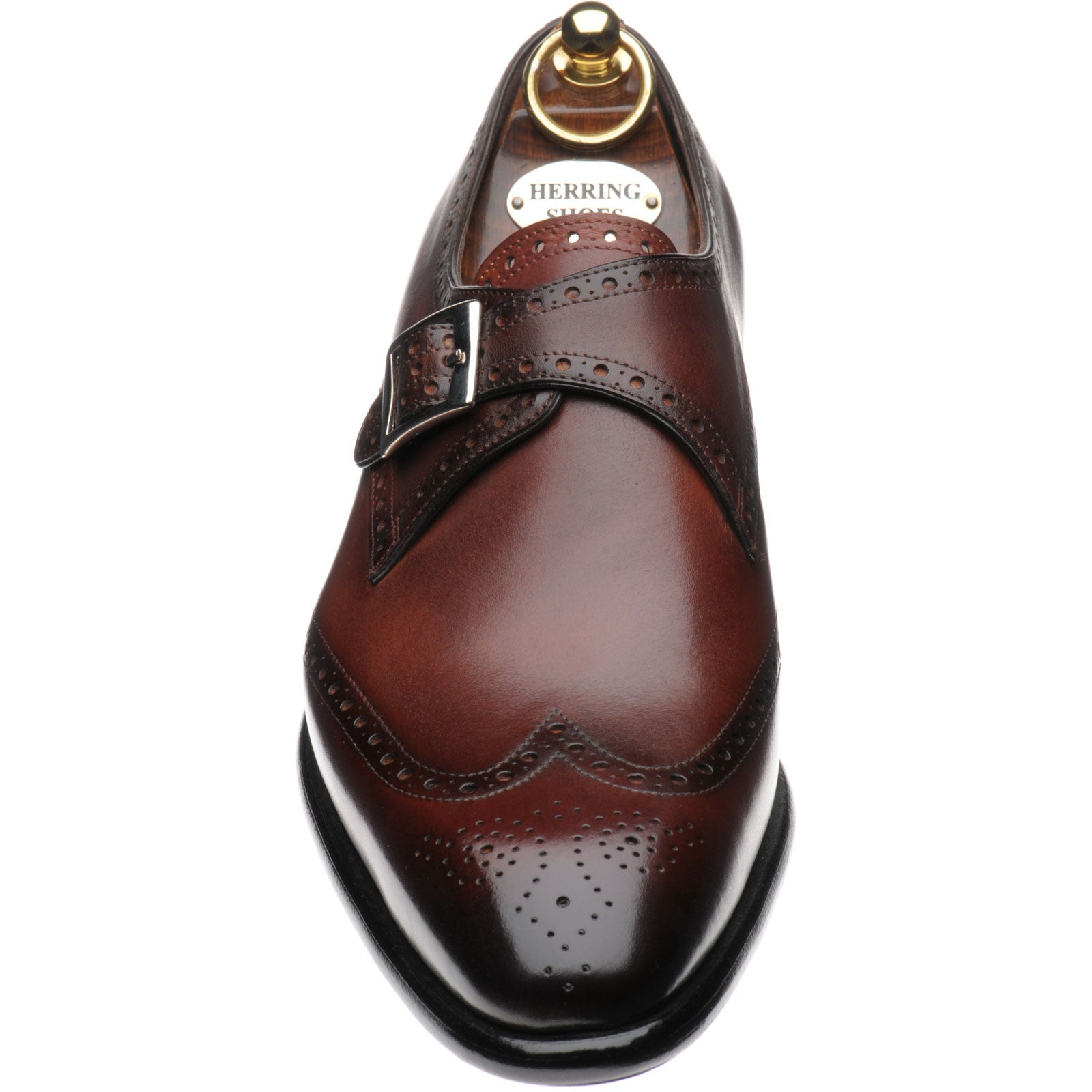 Product image for Herring Roche mens monk shoes in rosewood calf