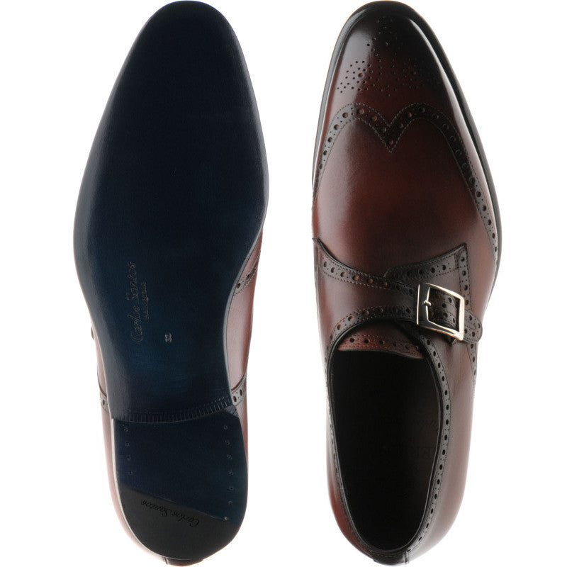 Product image for Herring Roche mens monk shoes in rosewood calf