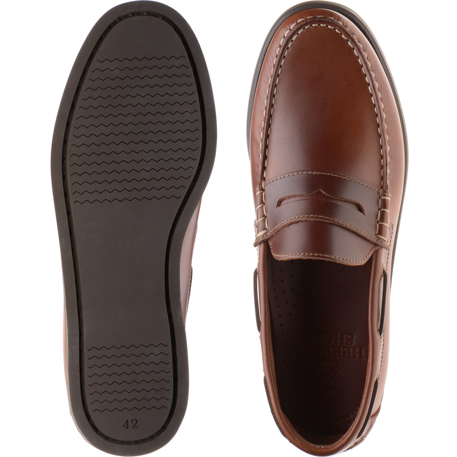 Product image for Herring Salcombe mens rubber-soled deck shoes in chestnut