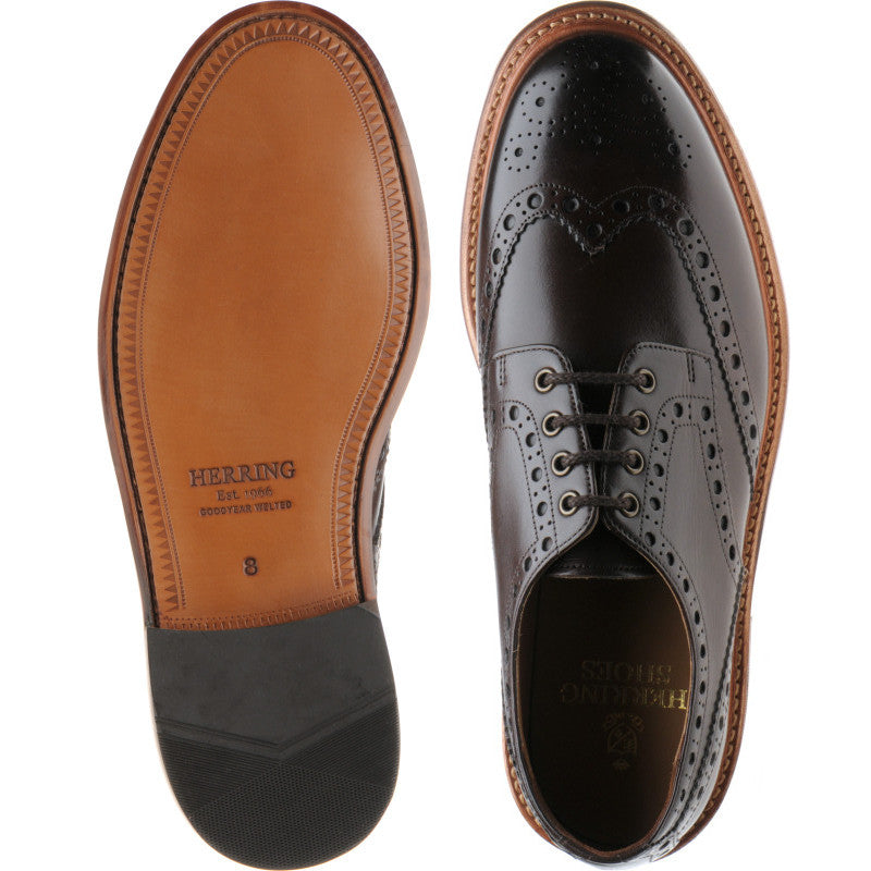 Product image for Herring Sheffield mens brogues in dark brown calf