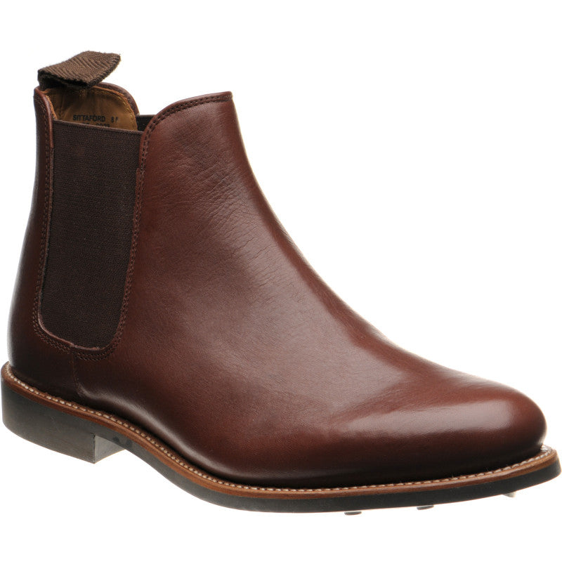 Product image for Herring Sittaford Rubber mens rubber-soled Chelsea boots in brown waxy calf