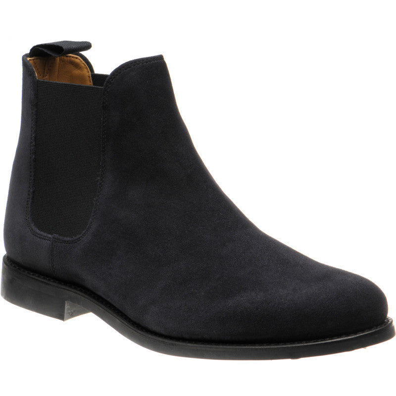 Product image for Herring Sittaford Rubber mens rubber-soled Chelsea boots in dark navy suede black welt