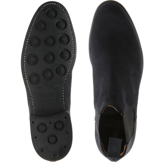 Product image for Herring Sittaford Rubber mens rubber-soled Chelsea boots in dark navy suede black welt