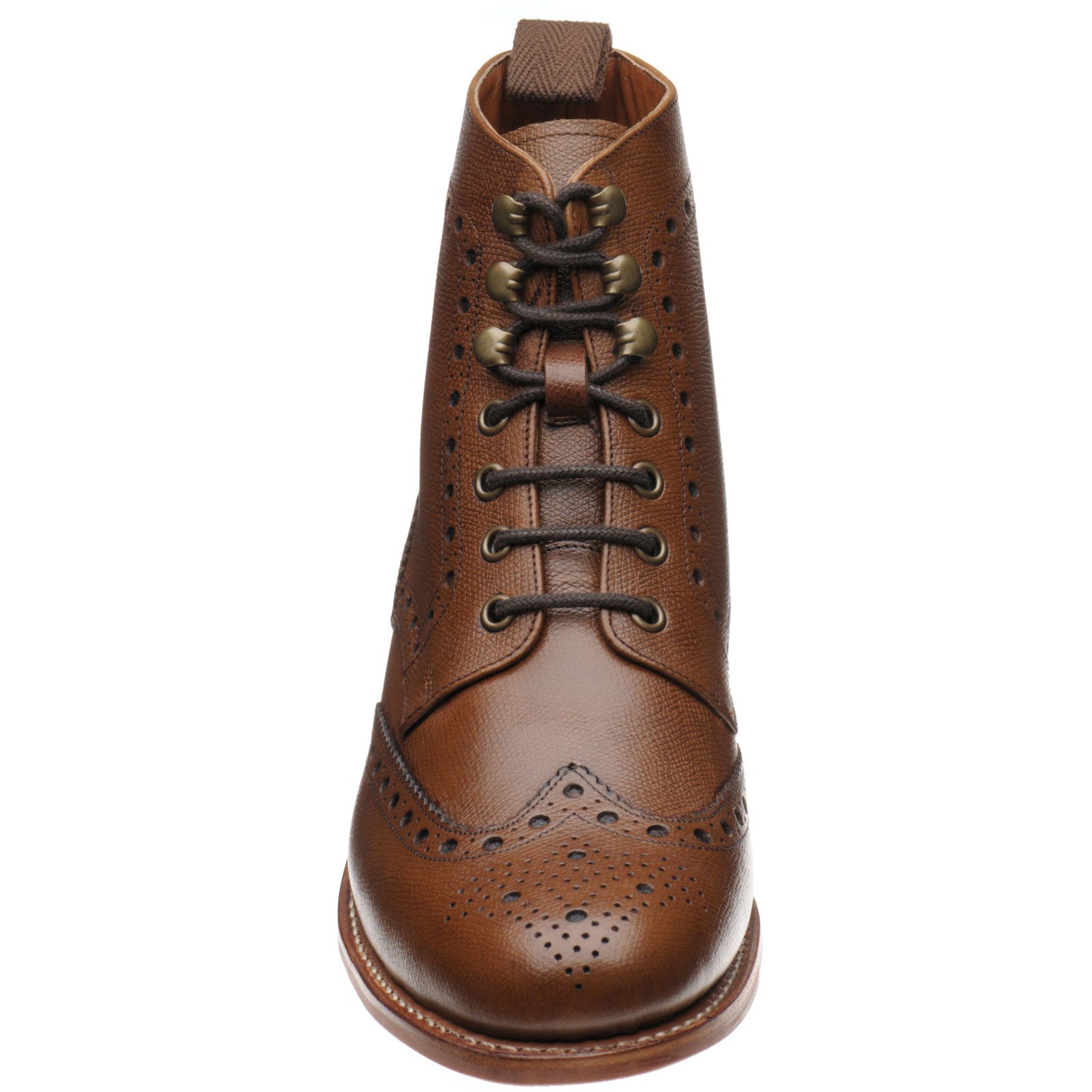 Product image for Herring Steeperton mens rubber-soled brogue boots in brown grain