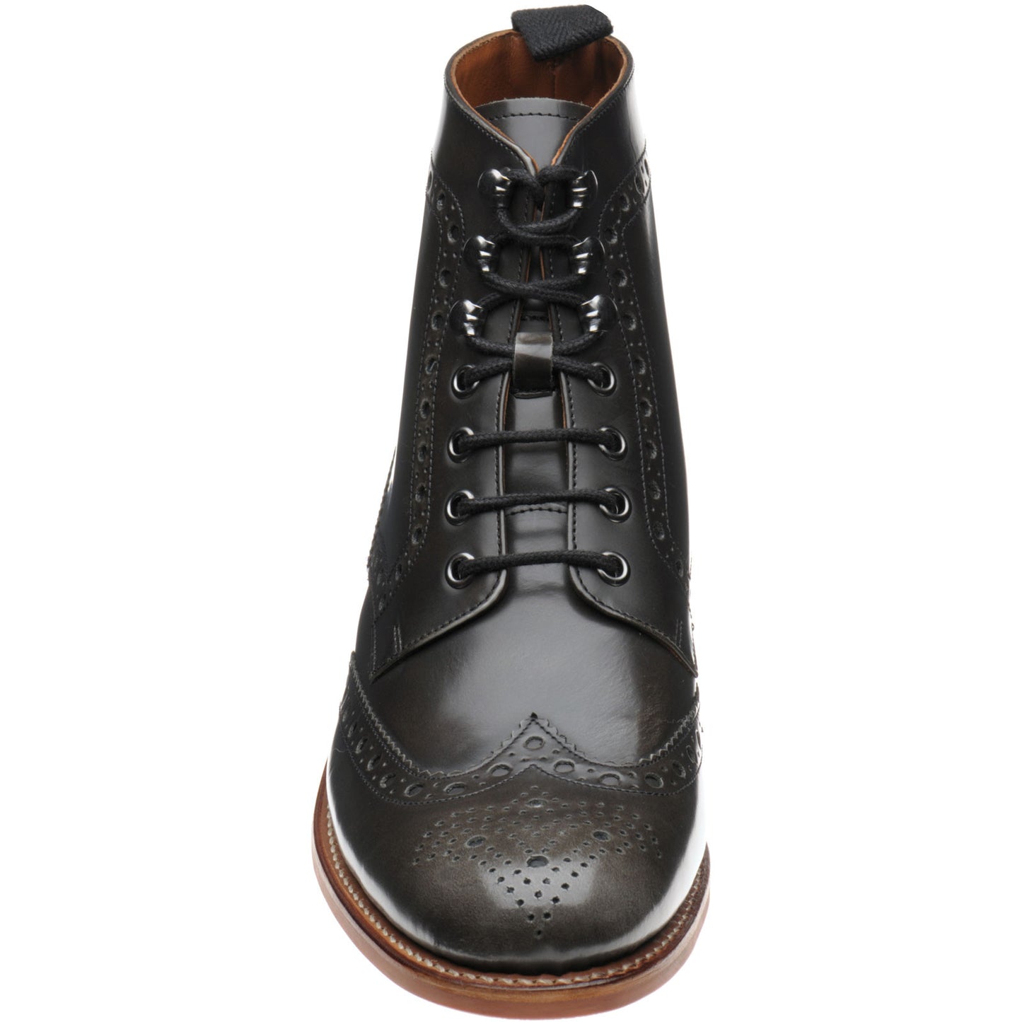 Product image for Herring Steeperton mens rubber-soled brogue boots in grey rub off hi-shine