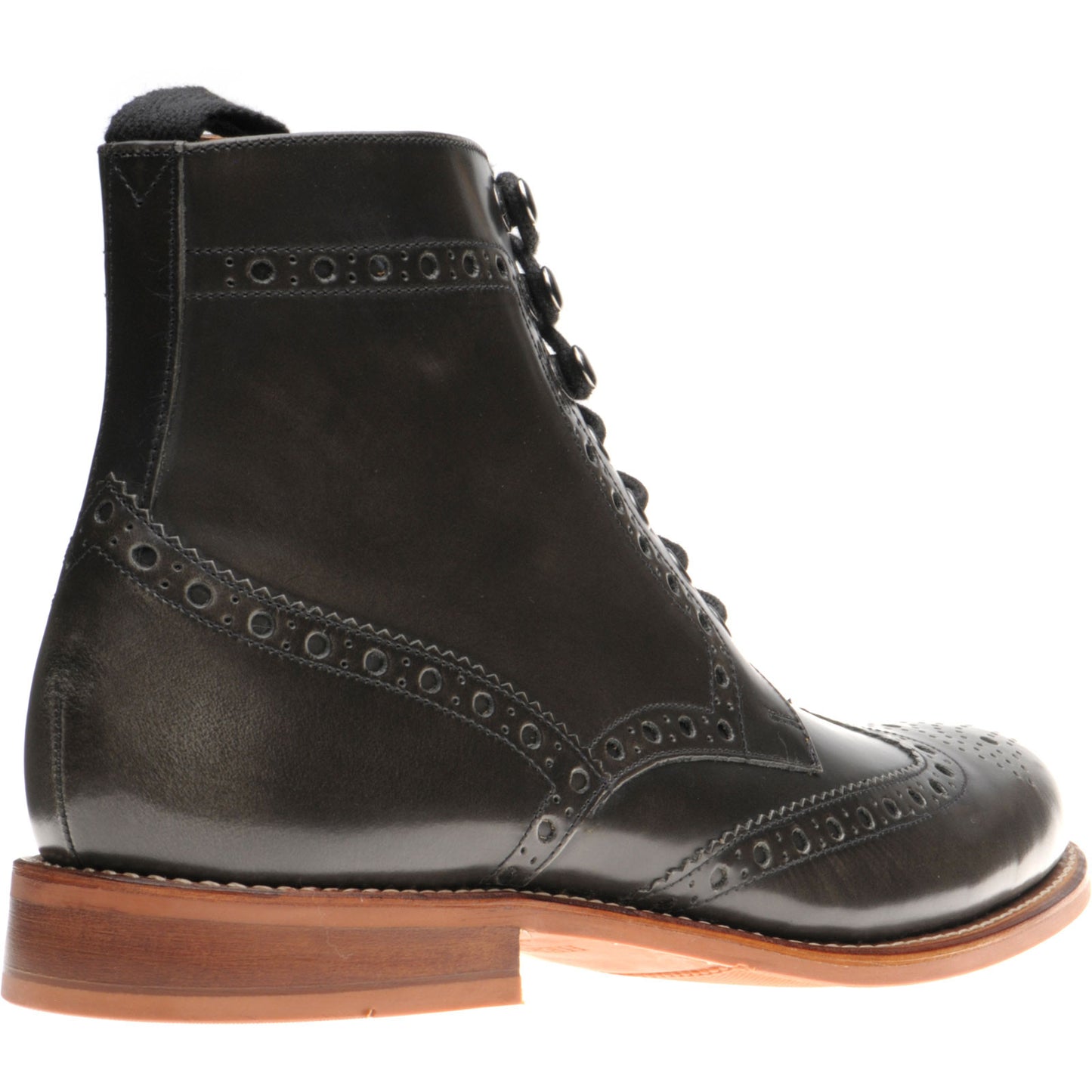 Product image for Herring Steeperton mens rubber-soled brogue boots in grey rub off hi-shine