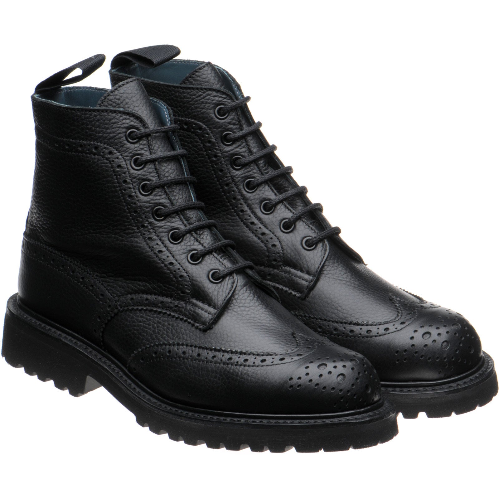 Product image for Herring Stephy ladies rubber-soled brogue boots in black muflone calf