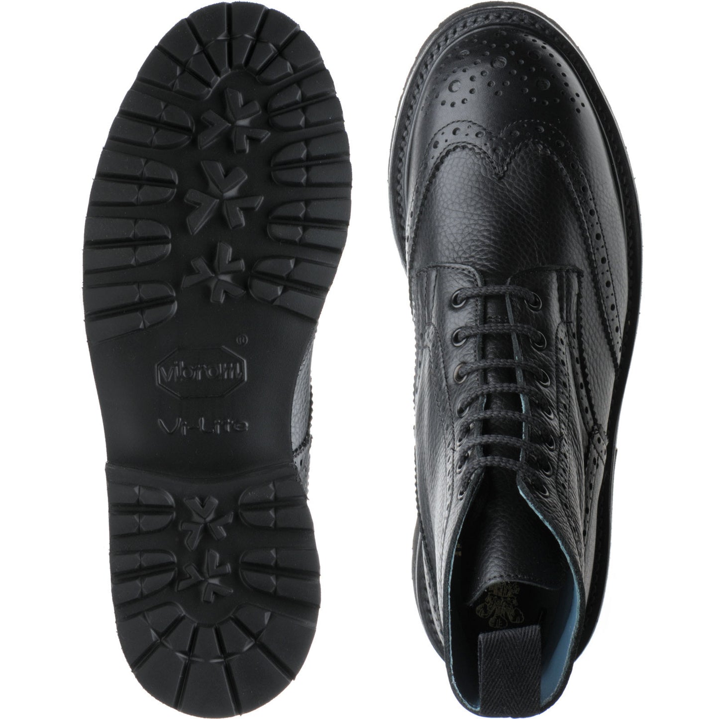 Product image for Herring Stephy ladies rubber-soled brogue boots in black muflone calf