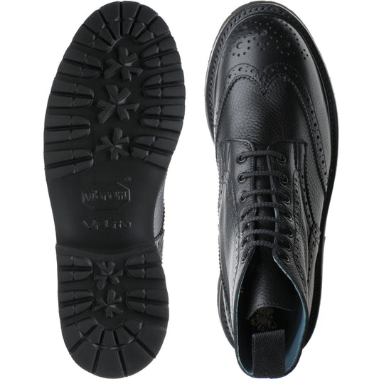 Product image for Herring Stephy ladies rubber-soled brogue boots in black muflone calf