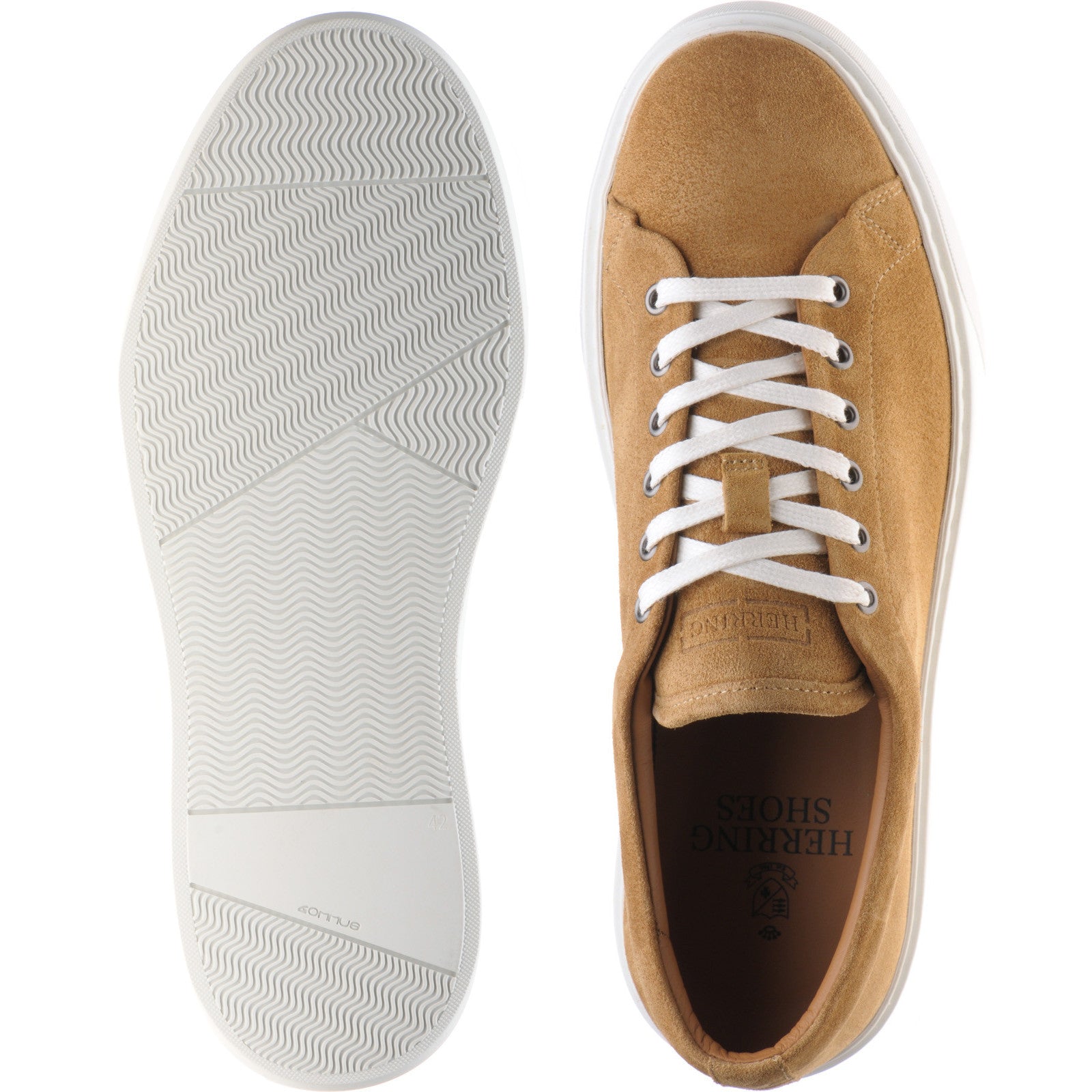 Product image for Herring Strike II Suede mens rubber-soled trainers in camel suede