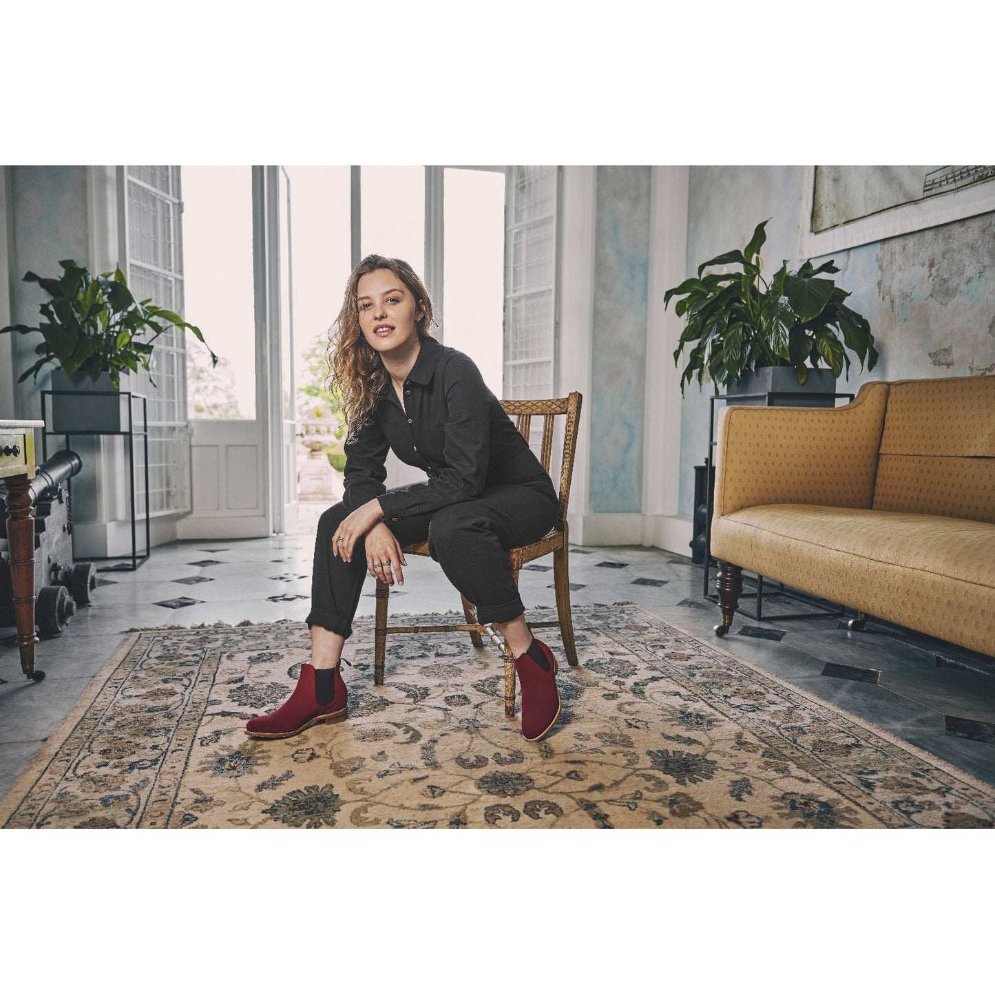 Product image for Herring Tamara ladies rubber-soled Chelsea boots in plum suede