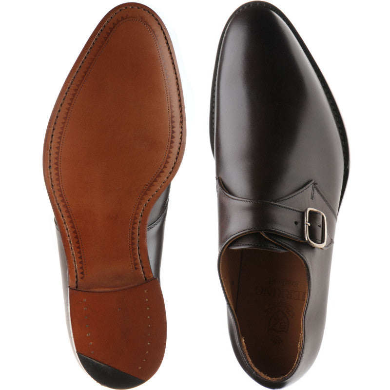 Product image for Herring Tay mens monk shoes in dark brown calf