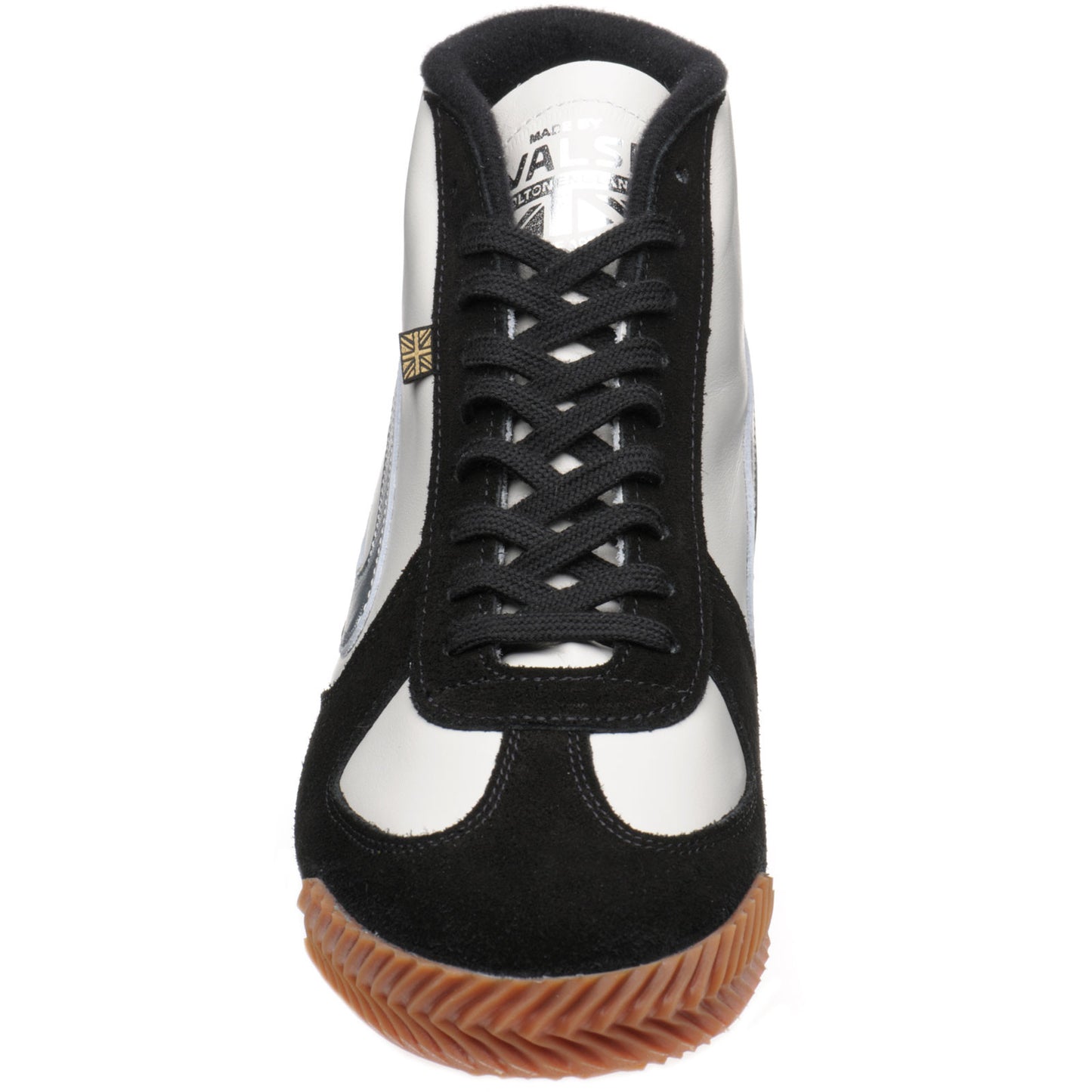 Product image for Herring Tokyo Hi-Top Trainer mens rubber-soled boots in white calf and black suede