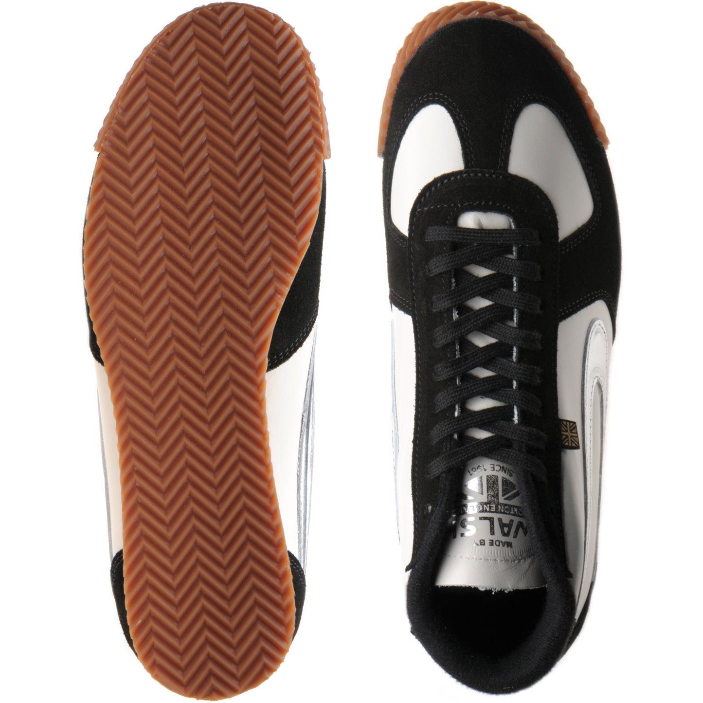 Product image for Herring Tokyo Hi-Top Trainer mens rubber-soled boots in white calf and black suede