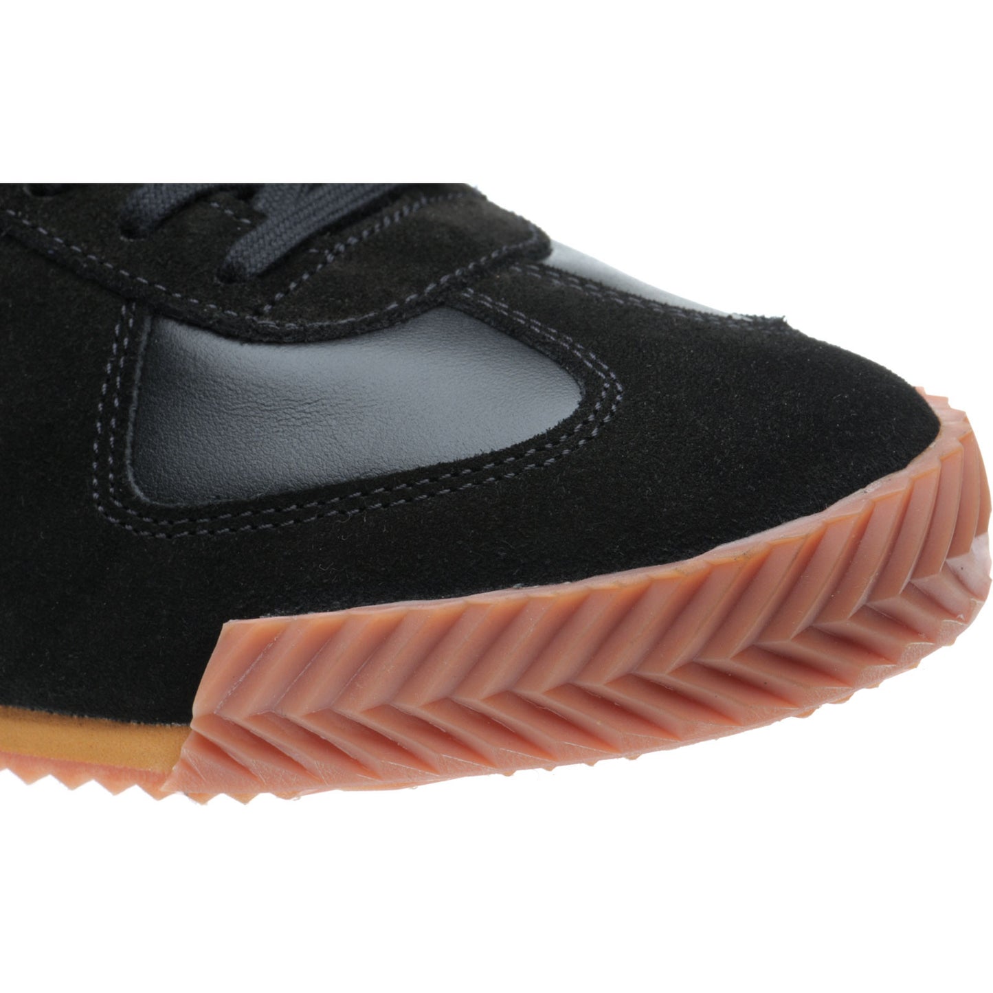 Product image for Herring Tokyo Trainer mens rubber-soled trainers in black calf and printed linen