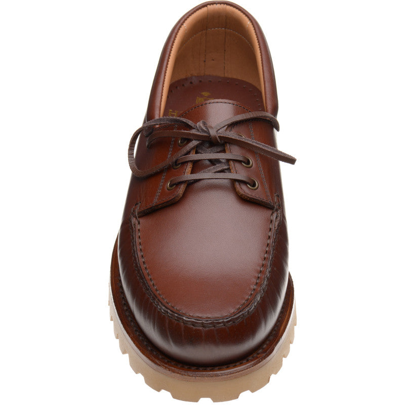 Product image for Herring Vilamoura mens rubber-soled deck shoes in brown pull up