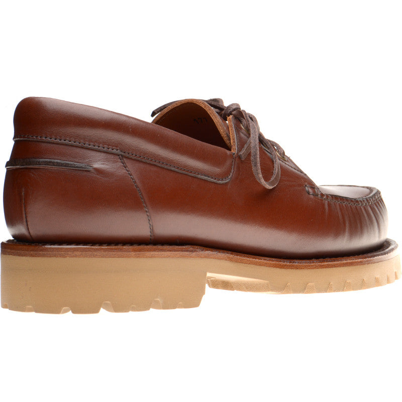 Product image for Herring Vilamoura mens rubber-soled deck shoes in brown pull up