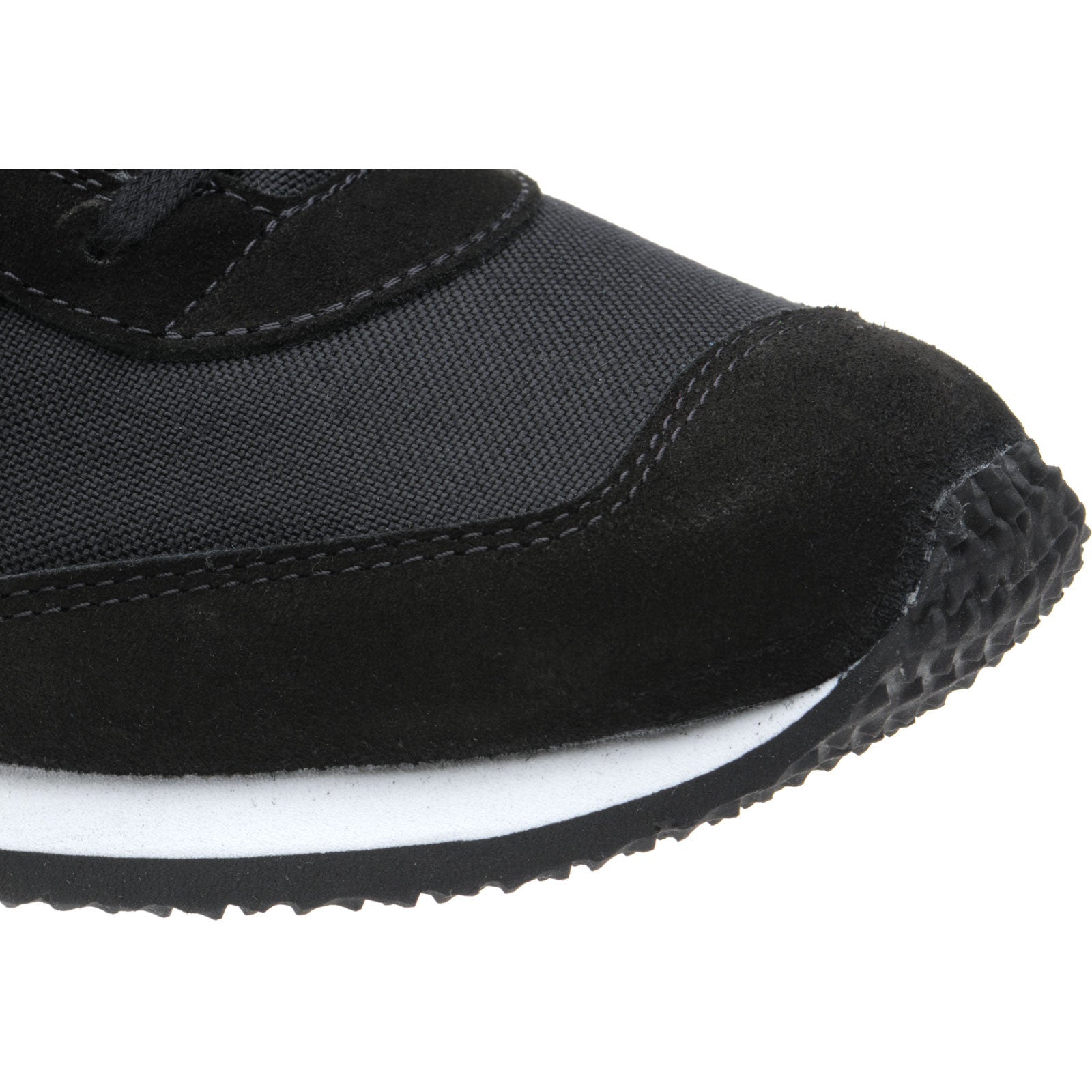 Product image for Herring Voyager Trainer mens rubber-soled trainers in black mesh and black suede and yellow calf