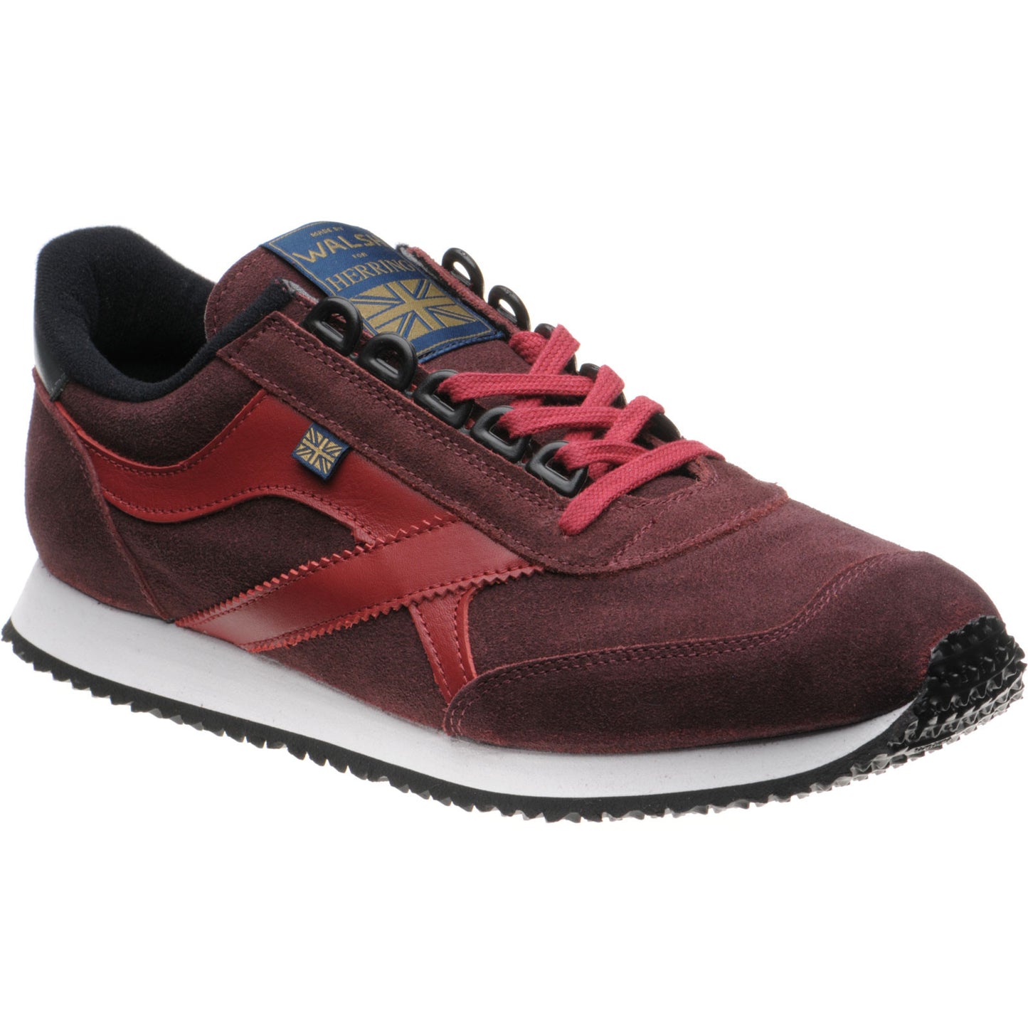 Product image for Herring Voyager Trainer mens rubber-soled trainers in burgundy calf and suede