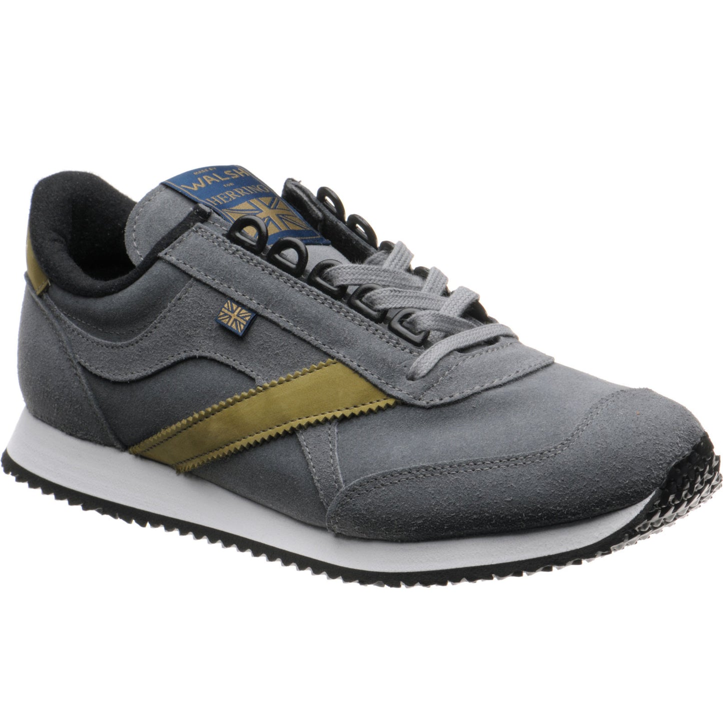 Product image for Herring Voyager Trainer mens rubber-soled trainers in dark grey suede and lime nubuck