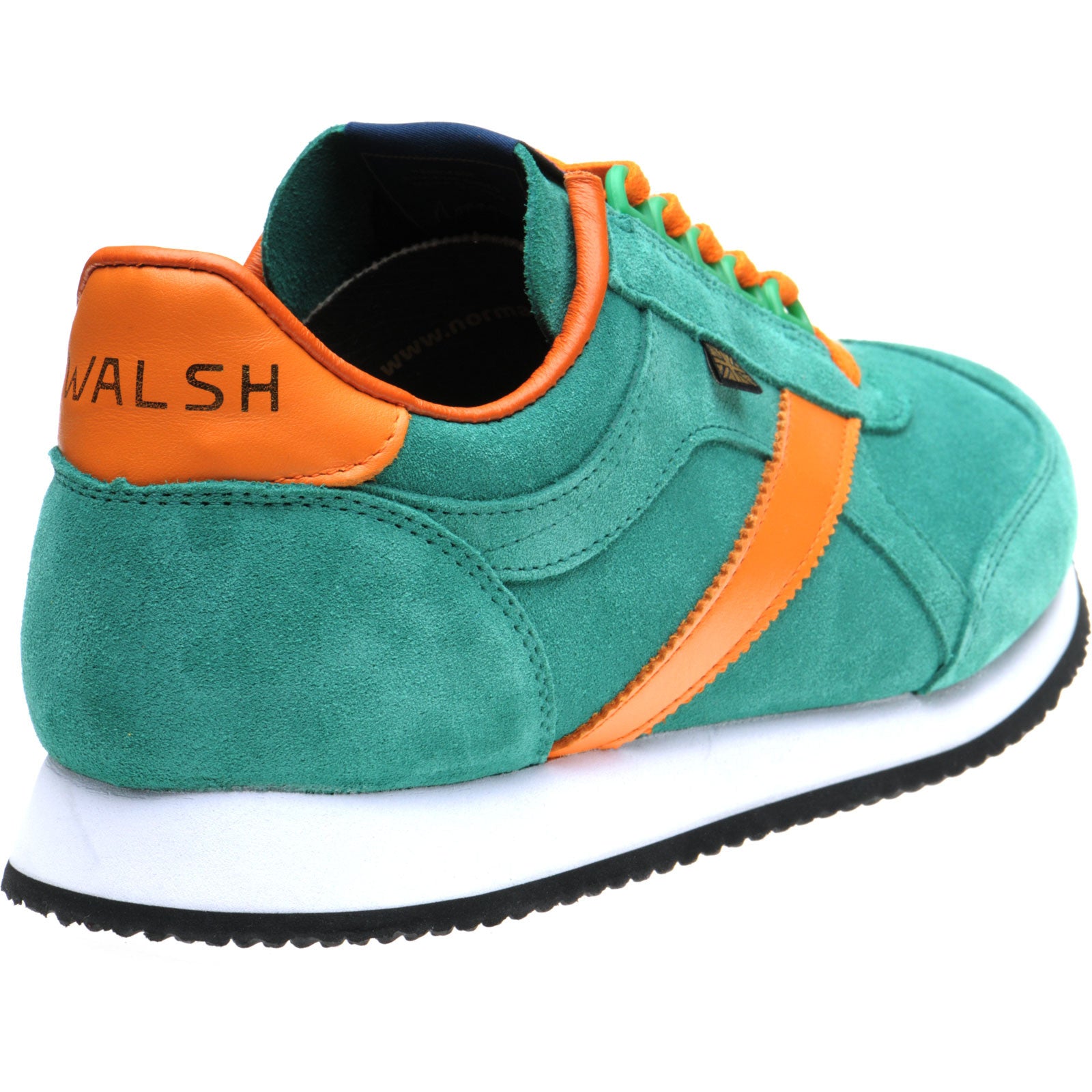 Product image for Herring Voyager Trainer mens rubber-soled trainers in green suede and orange calf