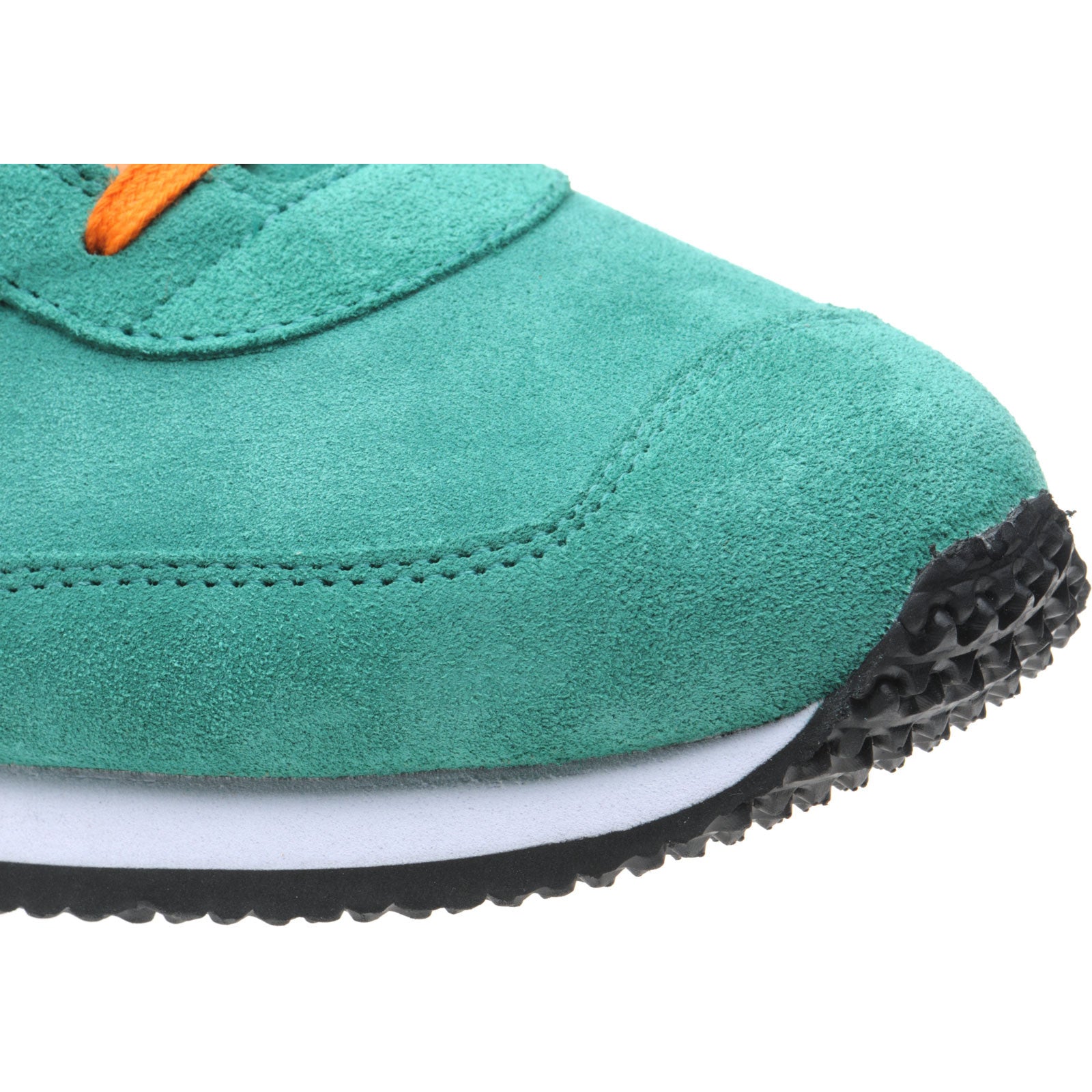 Product image for Herring Voyager Trainer mens rubber-soled trainers in green suede and orange calf