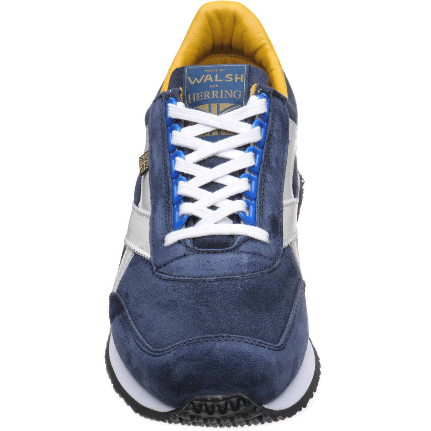 Product image for Herring Voyager Trainer mens rubber-soled trainers in navy suede and white calf